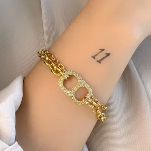 PULSEIRA DE ELO DUPLO COM LACRE CRAVEJADO