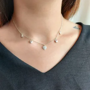 COLAR DE CORAÇÃO CRAVEJADO E LISO