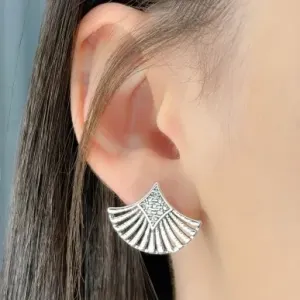 BRINCO LEQUE COM ZIRCONIA PRATA