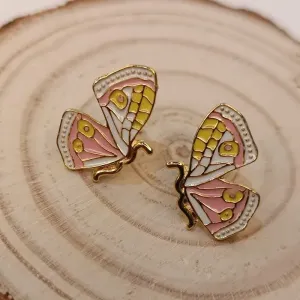 BRINCO DE BORBOLETA RESINADO BRANCO ,ROSA E AMARELO