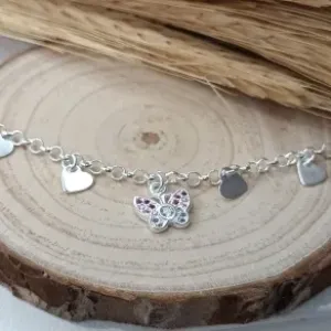 PULSEIRA BORBOLETA COM CORAÇÃO RUBY