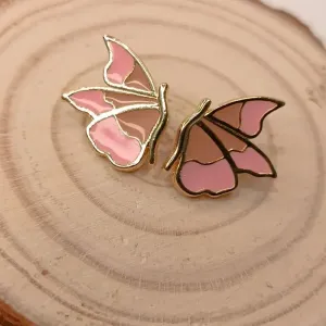 BRINCO DE BORBOLETA RESINADO NUDE E ROSA