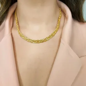 CHOKER TRANÇADA 5 FIOS LARGA