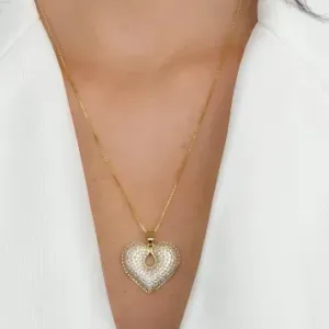 COLAR DE CORAÇÃO OVAL CRAVEJADO