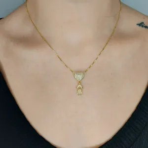 COLAR FILHOS CORAÇÃO CRAVEJADO UMA MENINA