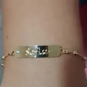 PULSEIRA INFANTIL DE CHAPA COM NOME COM PONTO DE LUZ