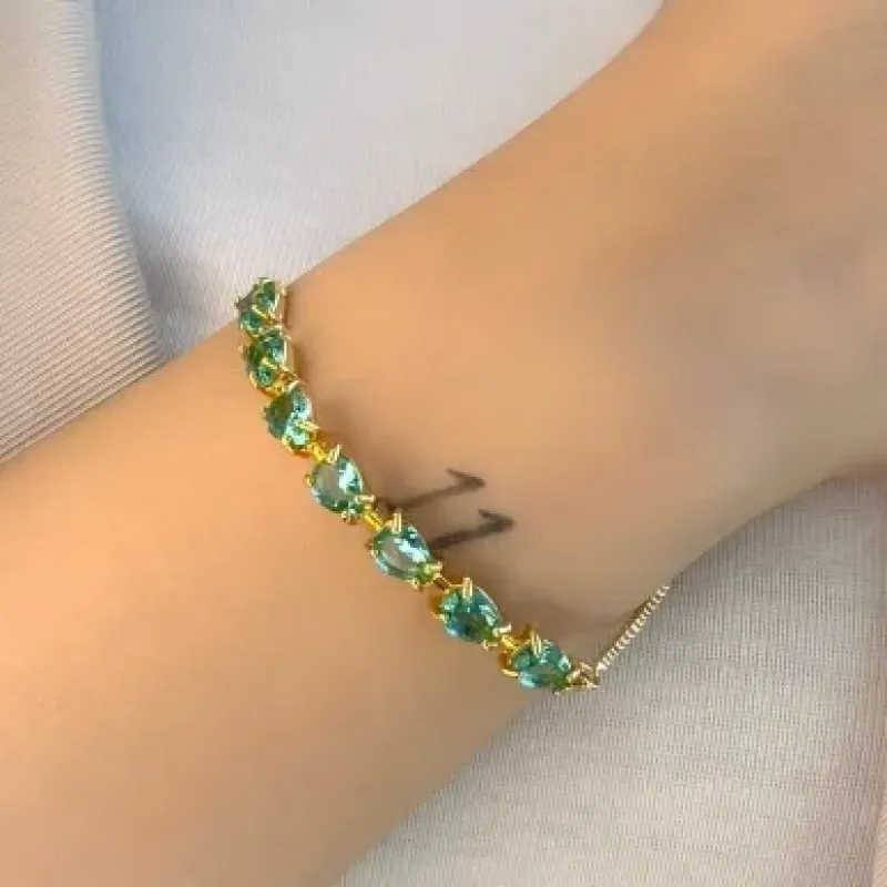 PULSEIRA DE PEDRA GOTA VERDE