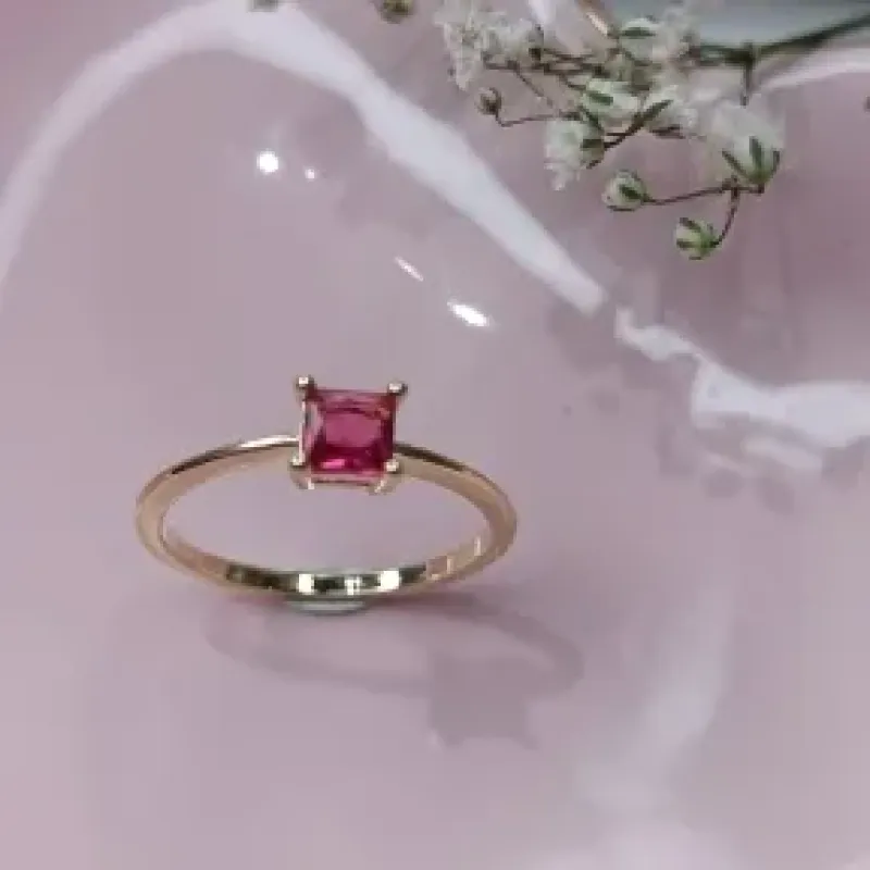 ANEL SOLITARIO PEDRA RUBY