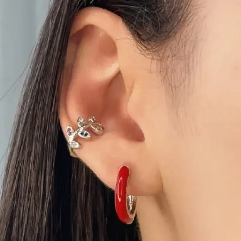 PIERCING FOLHA CRAVEJADO COLORIDO