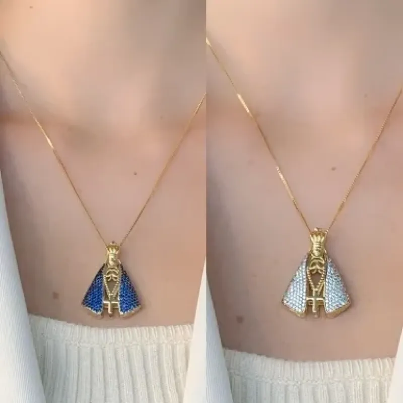 COLAR NOSSA SENHORA APARECIDA DUPLA VAZADA GG