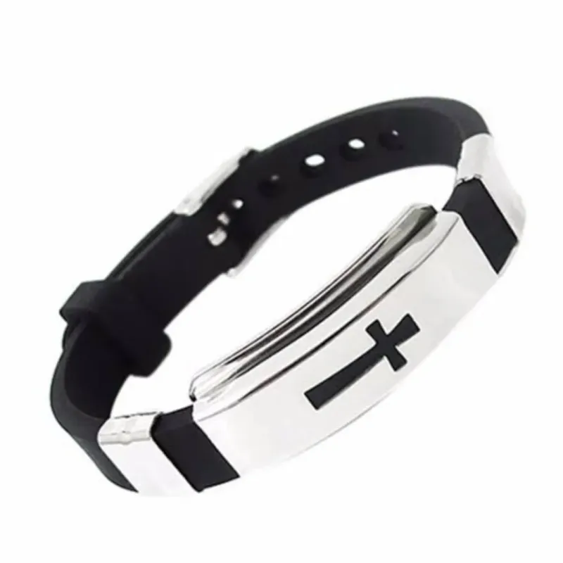 BRACELETE SILICONE CRUZ COM FECHO RELÓGIO