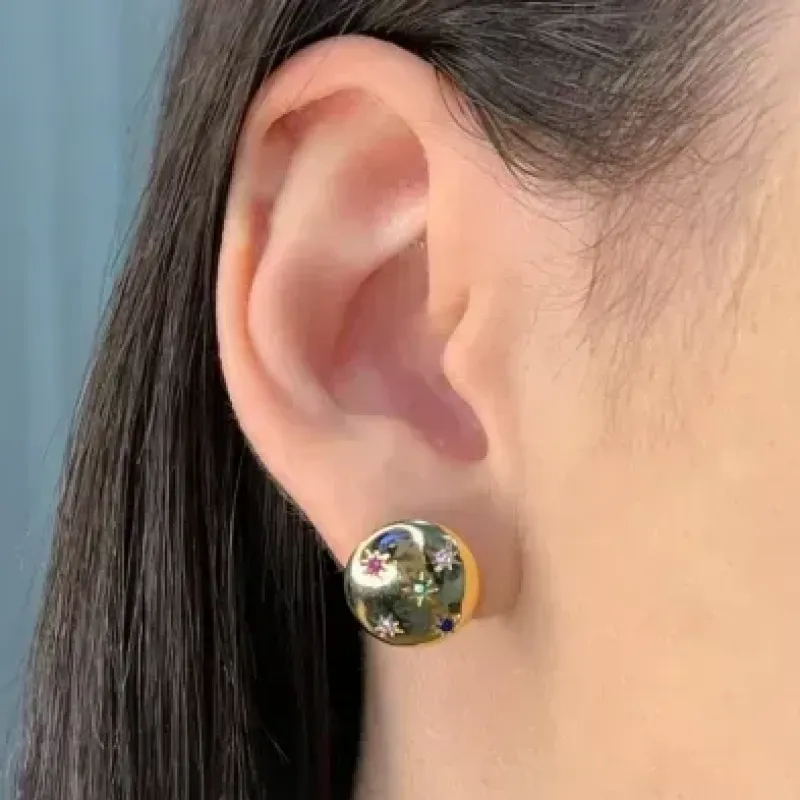 BRINCO BOTÃO COM ZIRCONIA ESTRELINHA COLOR