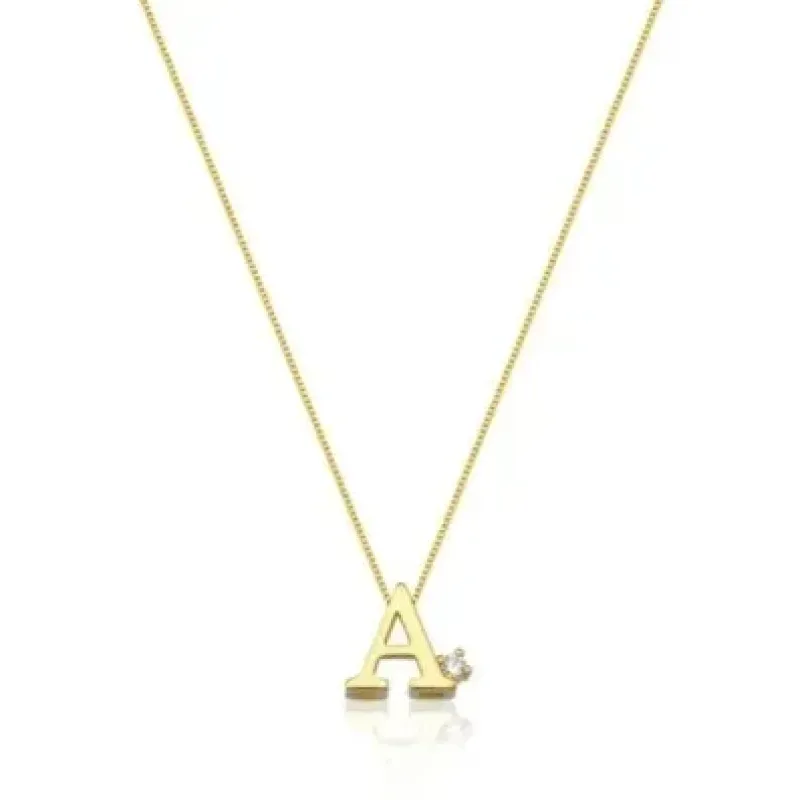 COLAR DE LETRA COM PONTO DE LUZ ZIRCONIA
