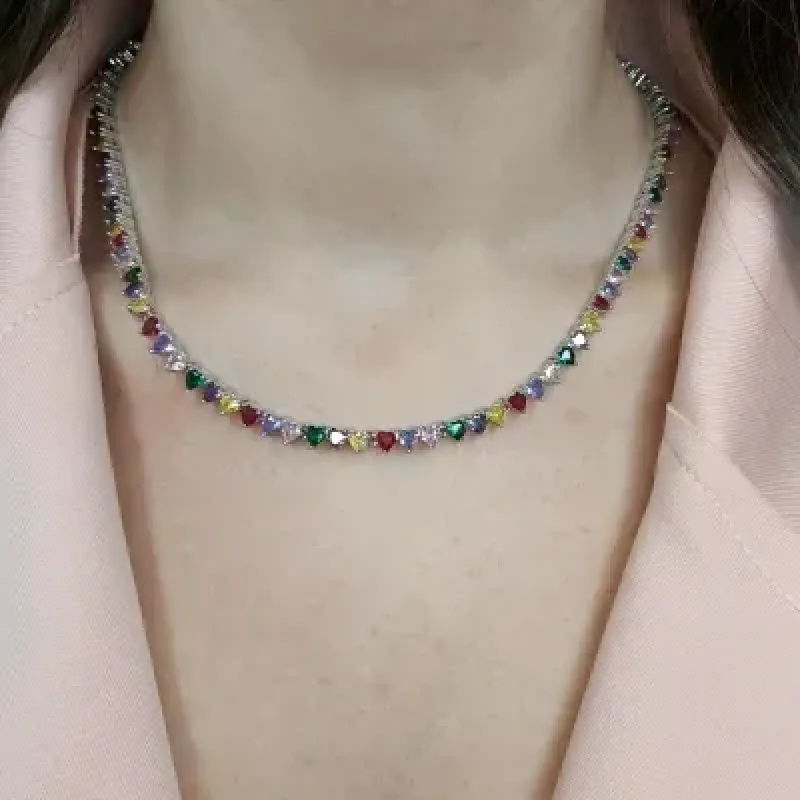 COLAR RIVIERA DE LUXO COLOR CORAÇÃO 3 PONTAS