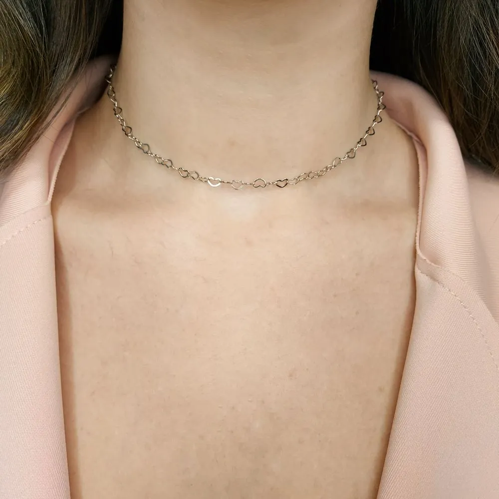 CHOKER CORAÇÃO VAZADO 35 CM
