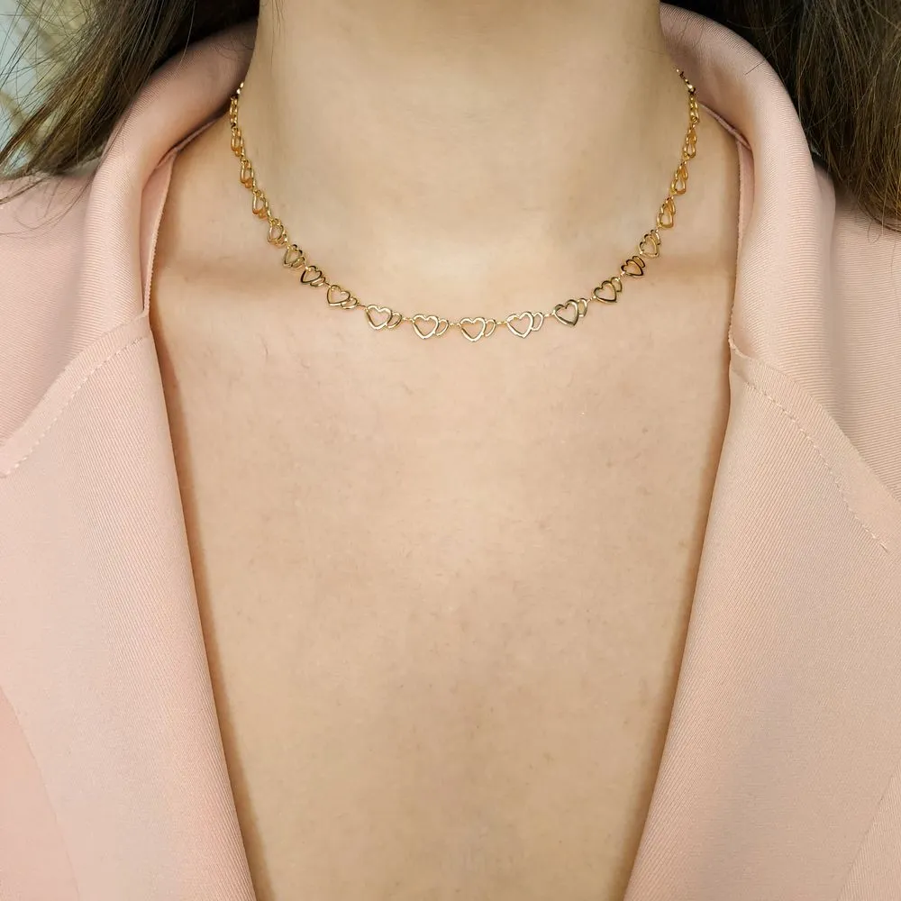 CHOKER DE CORAÇÃO DUPLO