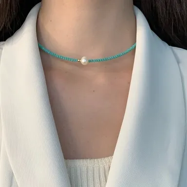 CHOKER DE CRISTAL E PEROLA MALEAVEL