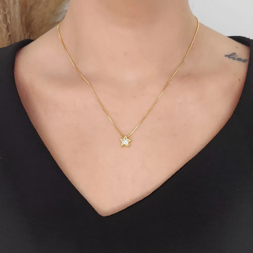 COLAR DE ESTRELA DE PEDRA CRISTAL
