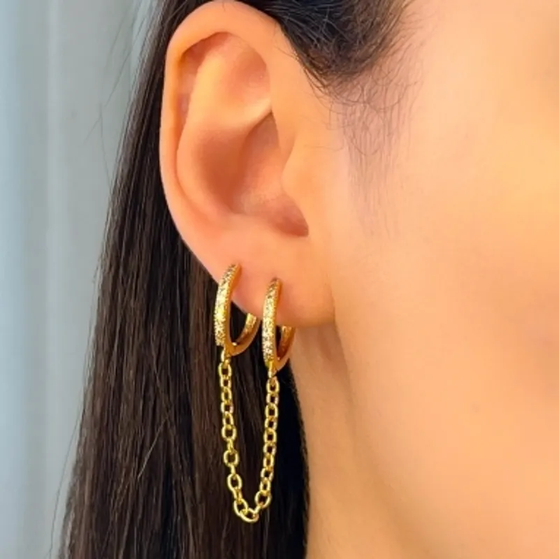 EAR LINE DUPLO CRAVEJADO CRISTAL