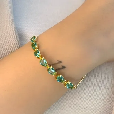 PULSEIRA DE PEDRA GOTA VERDE