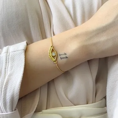 PULSEIRA OLHO GREGO BRANCO COM CILIOS LISO