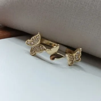 ANEL TRIO BORBOLETA CRAVEJADO REGULAVEL