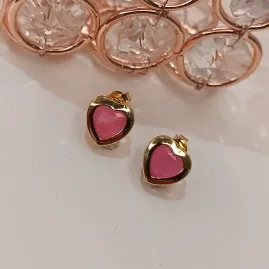 BRINCO CORAÇÃO PEDRA FUSION ROSA ESCURO