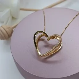 COLAR DE CORAÇÃO 3D CRAVEJADO  CRISTAL