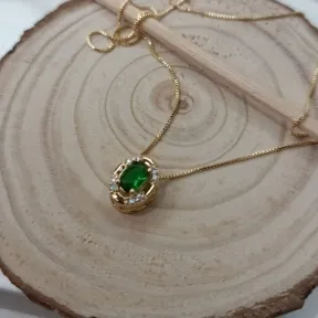 COLAR OVAL ESMERALDA CRAVEJADO