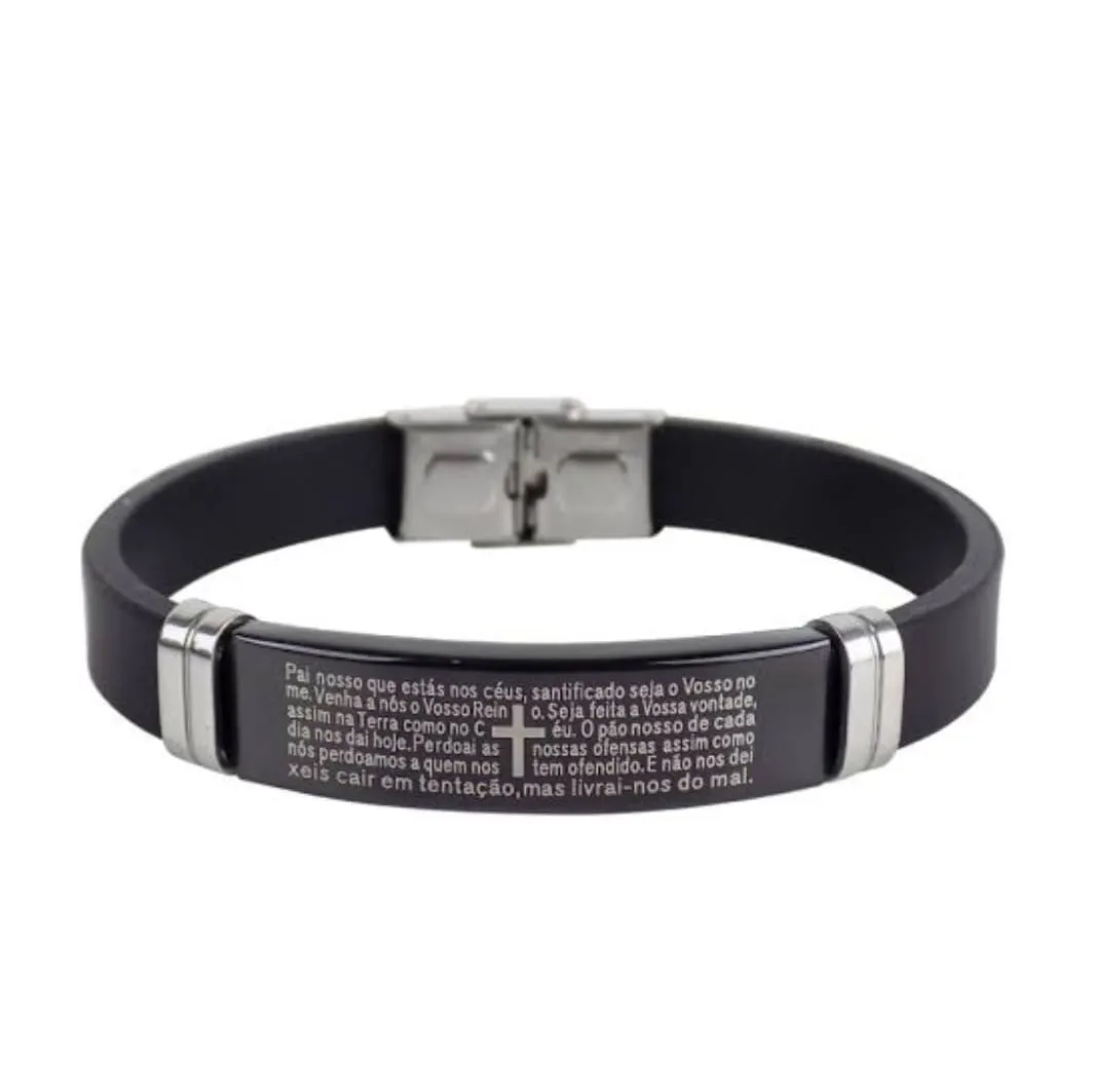 BRACELETE SILICONE PAI NOSSO EM PRETO