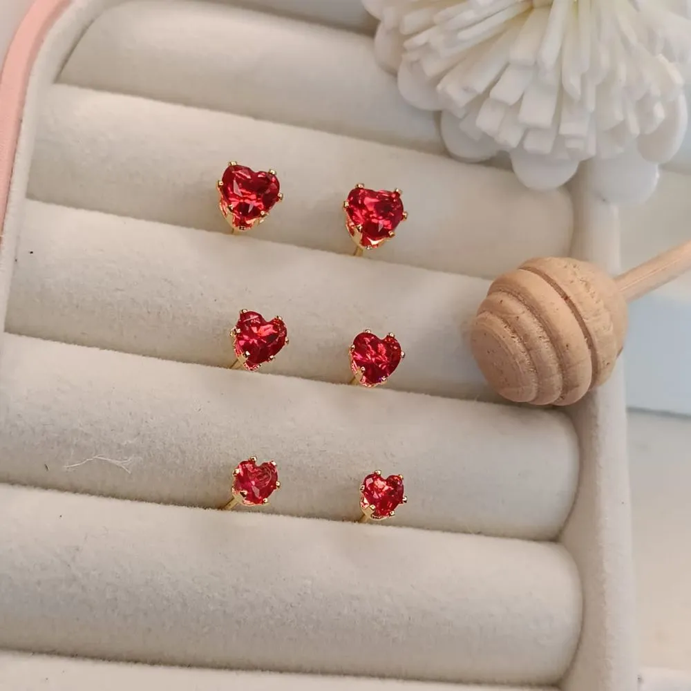 BRINCO TRIO DE PONTO DE LUZ RUBY CORAÇÃO