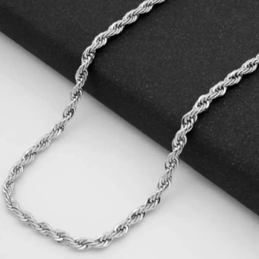 COLAR CORDÃO BAIANO 60 CM EM AÇO INOX 4MM