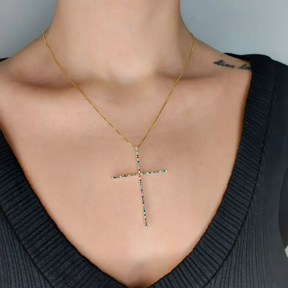 COLAR CRUCIFIXO PALITO COLOR