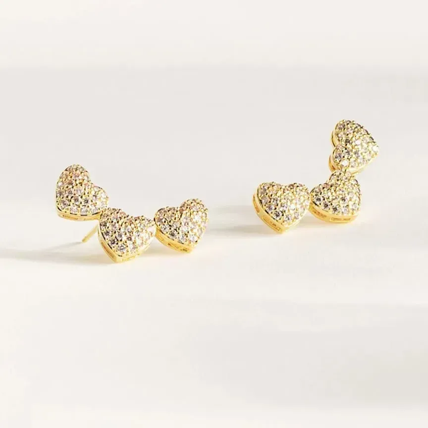 EAR CUFF TRIO CORAÇÃO CRAVEJADO
