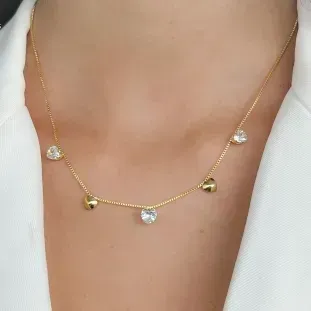 CHOKER VENEZIANA C/CORAÇÃO CRISTAL CORAÇÃO CHAPADO
