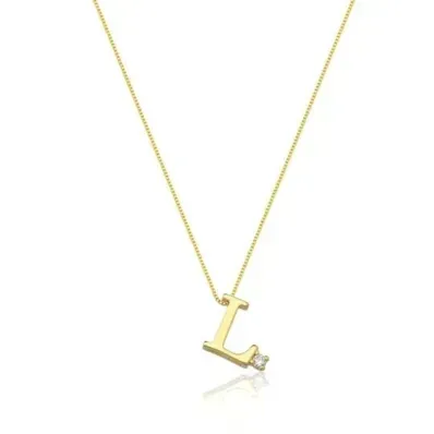 COLAR DE LETRA COM PONTO DE LUZ ZIRCONIA