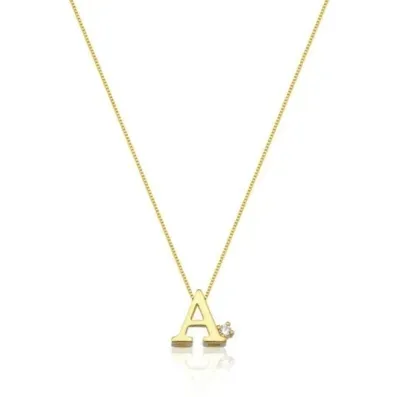 COLAR DE LETRA COM PONTO DE LUZ ZIRCONIA