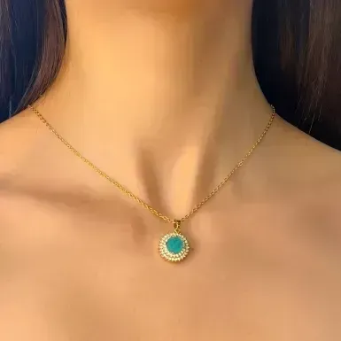 COLAR OVAL COM CRISTAL E CRAVEJADO