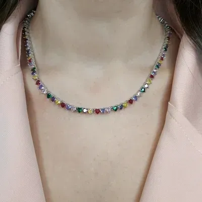 COLAR RIVIERA DE LUXO COLOR CORAÇÃO 3 PONTAS