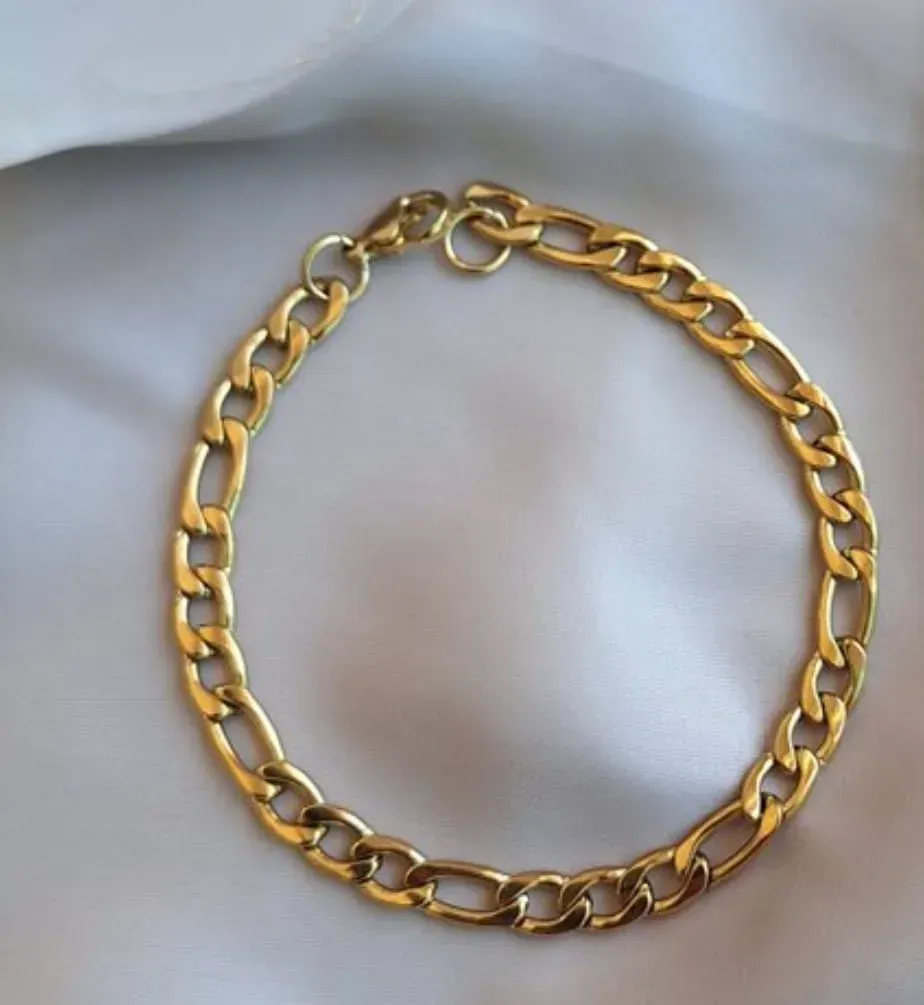 PULSEIRA CORRENTARIA AÇO BANHADO A OURO